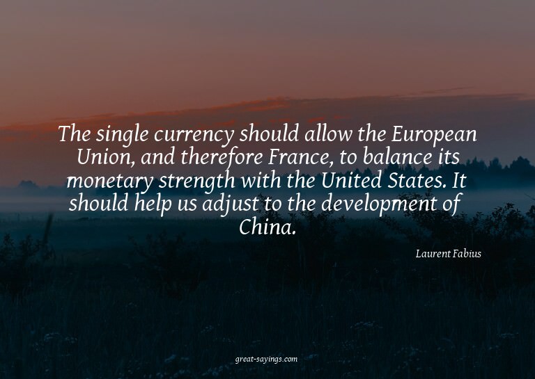 The single currency should allow the European Union, an