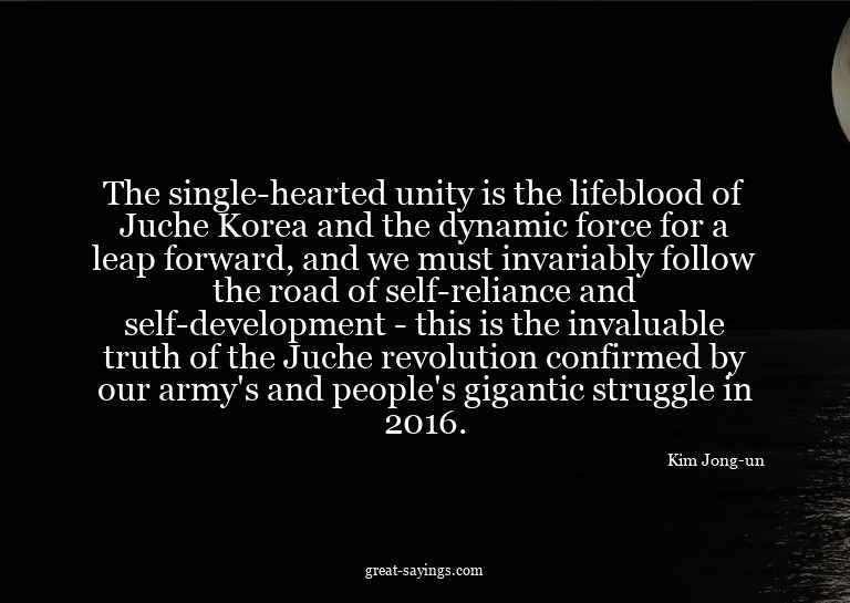 The single-hearted unity is the lifeblood of Juche Kore