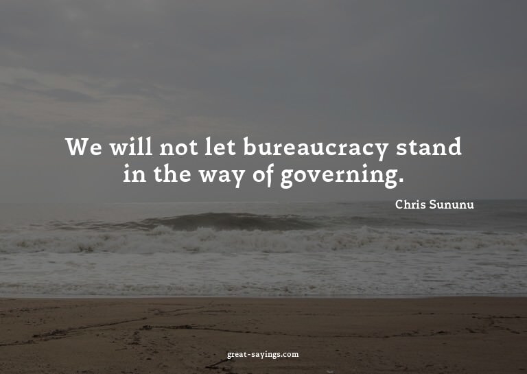 We will not let bureaucracy stand in the way of governi