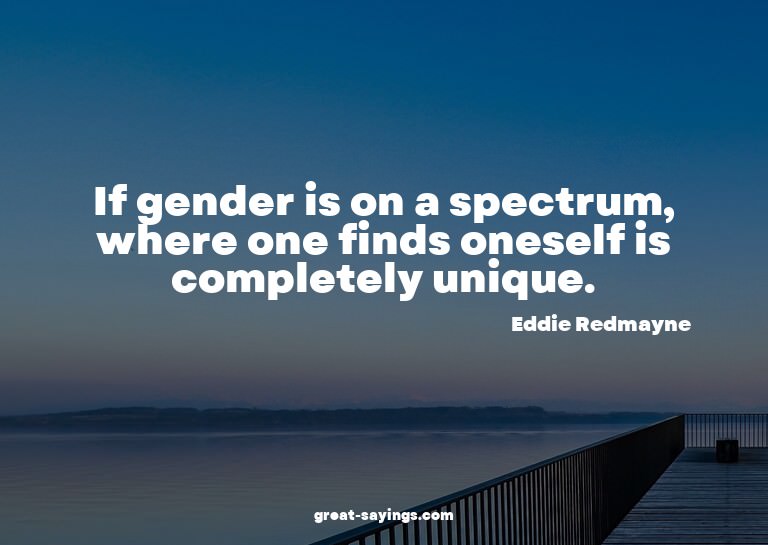 If gender is on a spectrum, where one finds oneself is