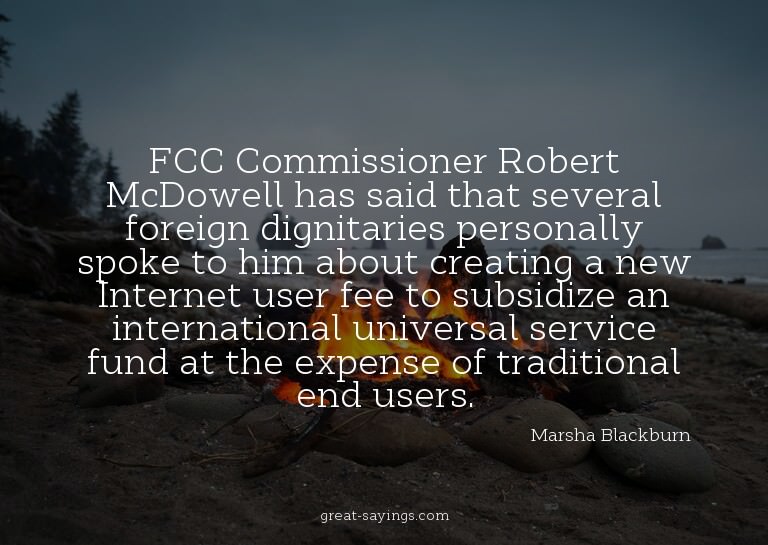 FCC Commissioner Robert McDowell has said that several
