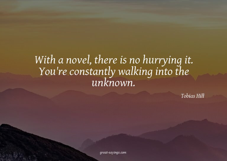 With a novel, there is no hurrying it. You're constantl