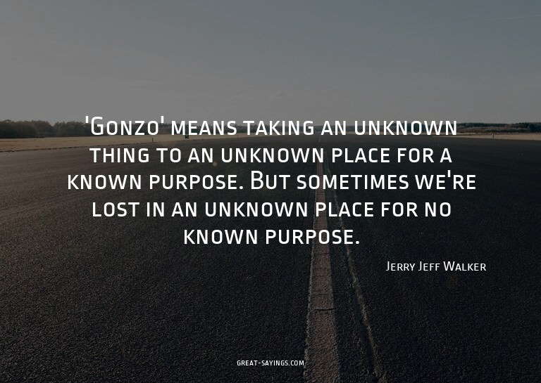 'Gonzo' means taking an unknown thing to an unknown pla