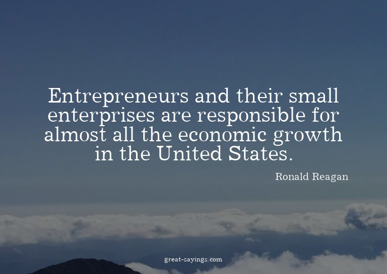 Entrepreneurs and their small enterprises are responsib