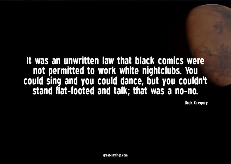 It was an unwritten law that black comics were not perm