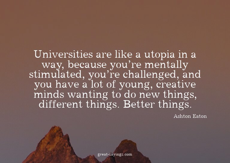 Universities are like a utopia in a way, because you're