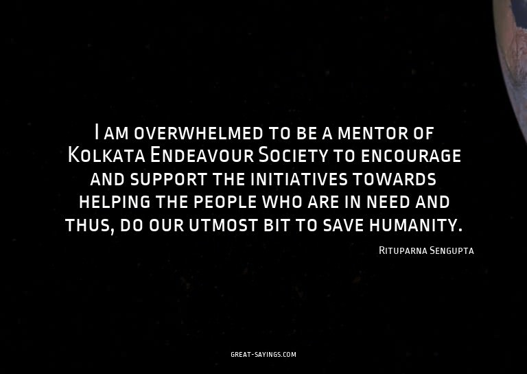 I am overwhelmed to be a mentor of Kolkata Endeavour So