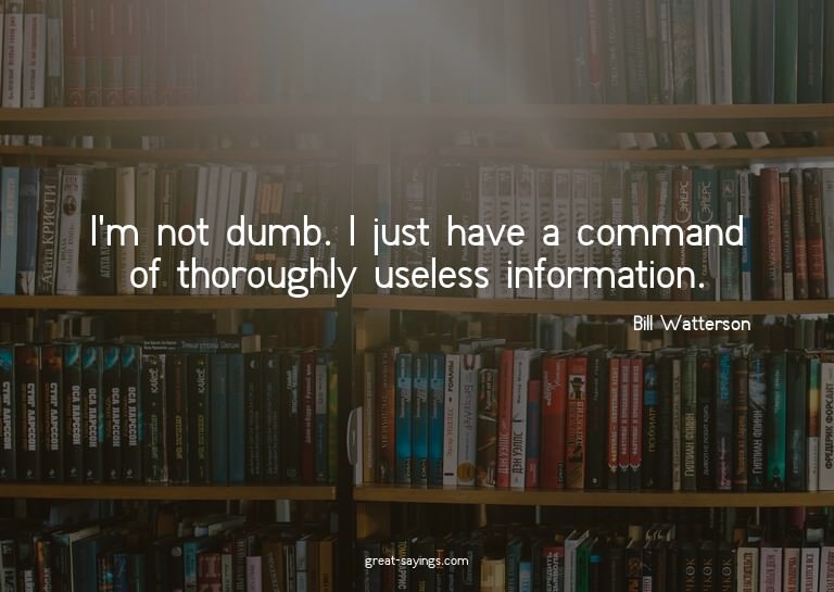 I'm not dumb. I just have a command of thoroughly usele