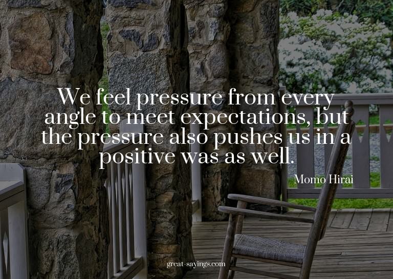 We feel pressure from every angle to meet expectations,