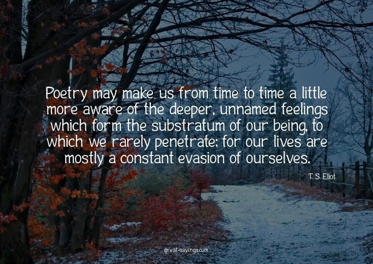 Poetry may make us from time to time a little more awar
