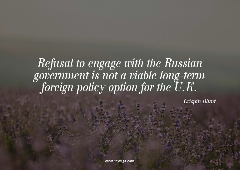 Refusal to engage with the Russian government is not a