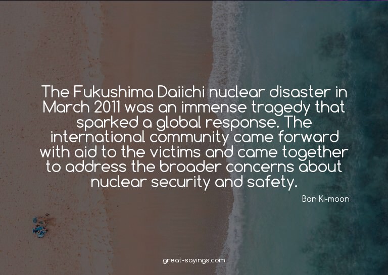 The Fukushima Daiichi nuclear disaster in March 2011 wa
