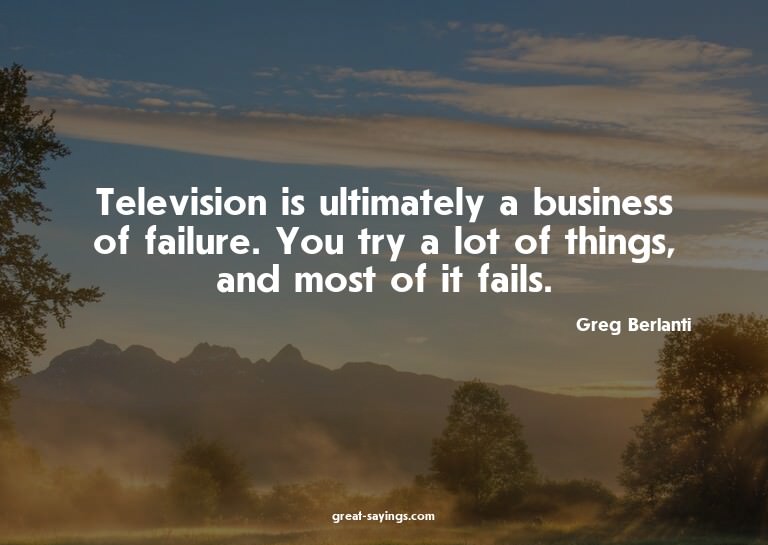 Television is ultimately a business of failure. You try
