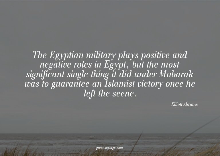 The Egyptian military plays positive and negative roles