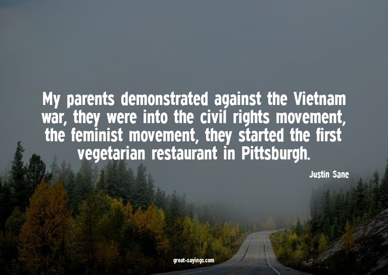My parents demonstrated against the Vietnam war, they w