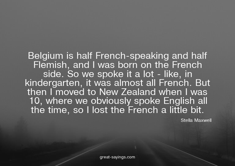 Belgium is half French-speaking and half Flemish, and I