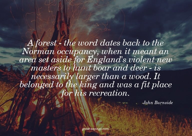 A forest - the word dates back to the Norman occupancy,