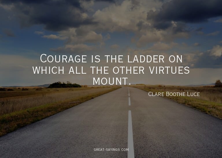 Courage is the ladder on which all the other virtues mo