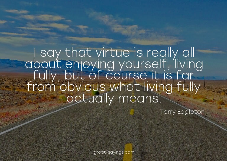 I say that virtue is really all about enjoying yourself