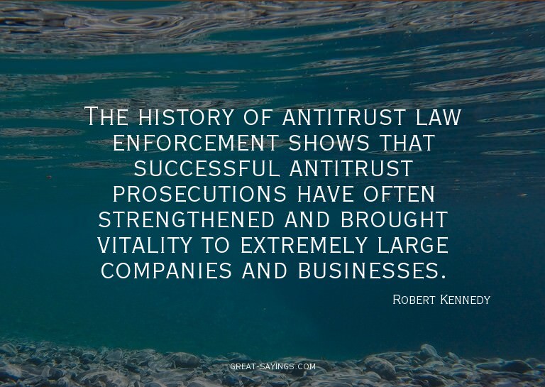 The history of antitrust law enforcement shows that suc