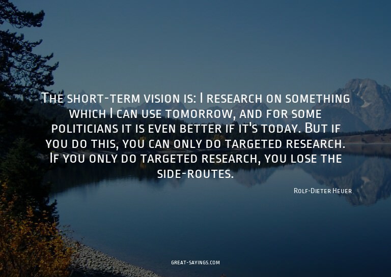 The short-term vision is: I research on something which