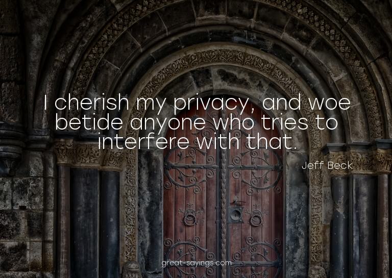 I cherish my privacy, and woe betide anyone who tries t