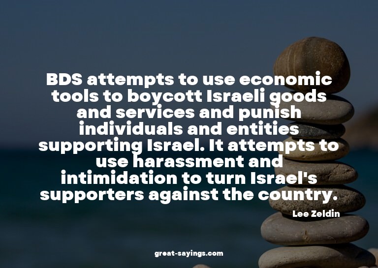 BDS attempts to use economic tools to boycott Israeli g