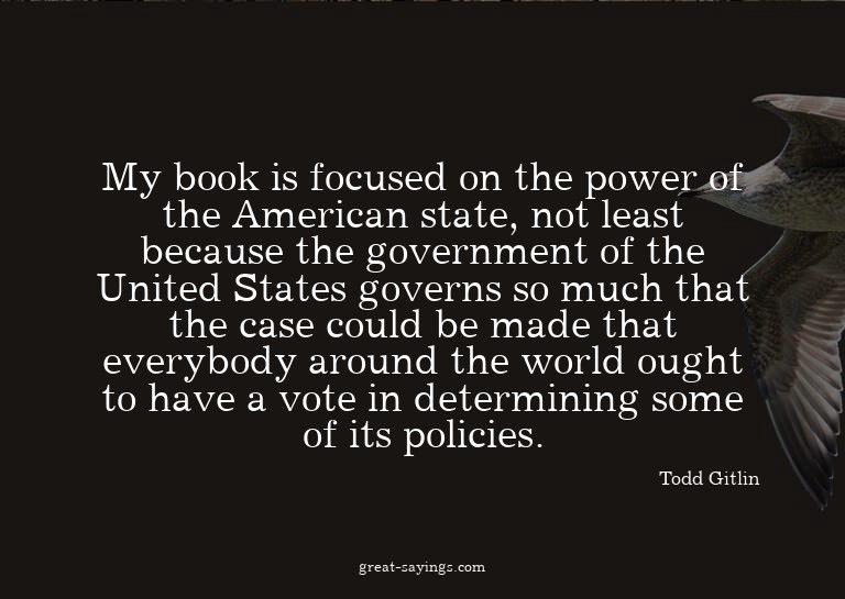 My book is focused on the power of the American state,