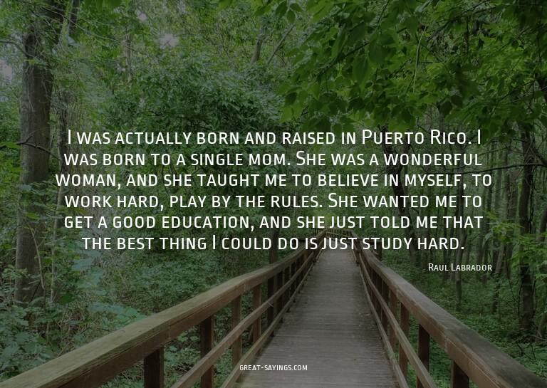I was actually born and raised in Puerto Rico. I was bo