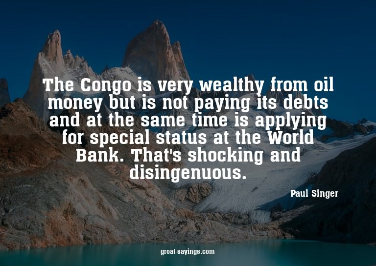 The Congo is very wealthy from oil money but is not pay