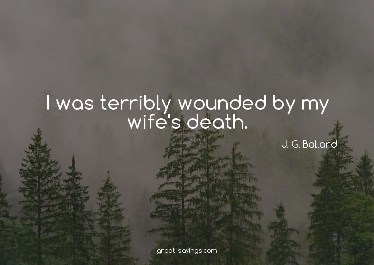 I was terribly wounded by my wife's death.

