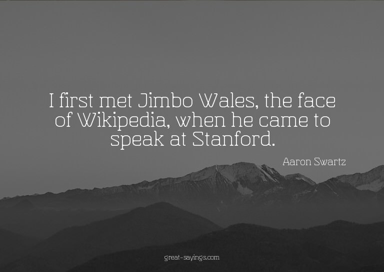 I first met Jimbo Wales, the face of Wikipedia, when he