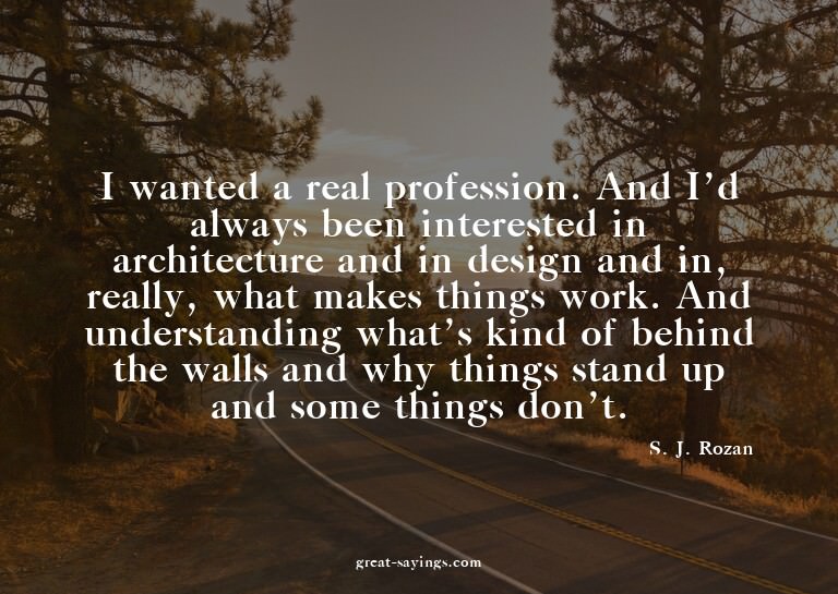 I wanted a real profession. And I'd always been interes