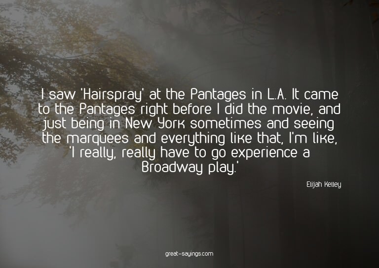 I saw 'Hairspray' at the Pantages in L.A. It came to th