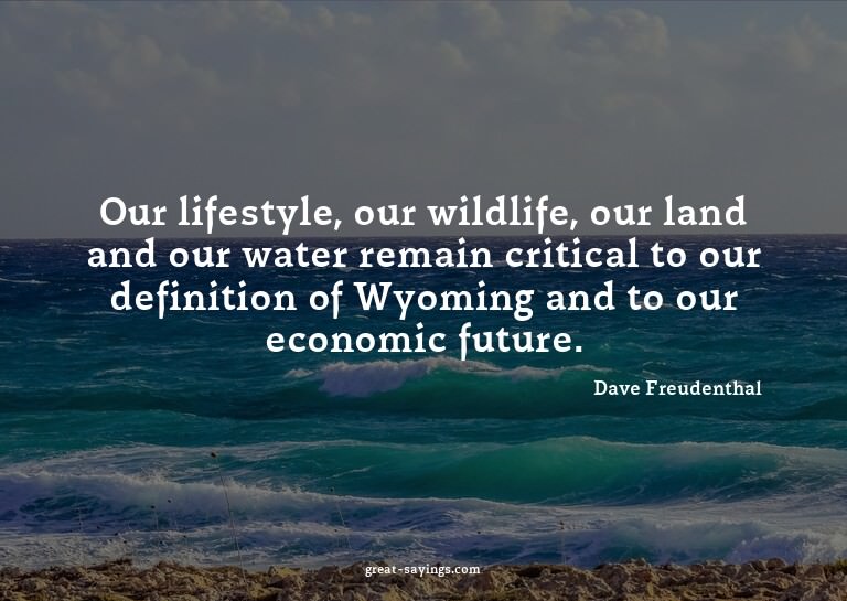 Our lifestyle, our wildlife, our land and our water rem