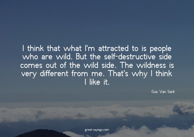 I think that what I'm attracted to is people who are wi