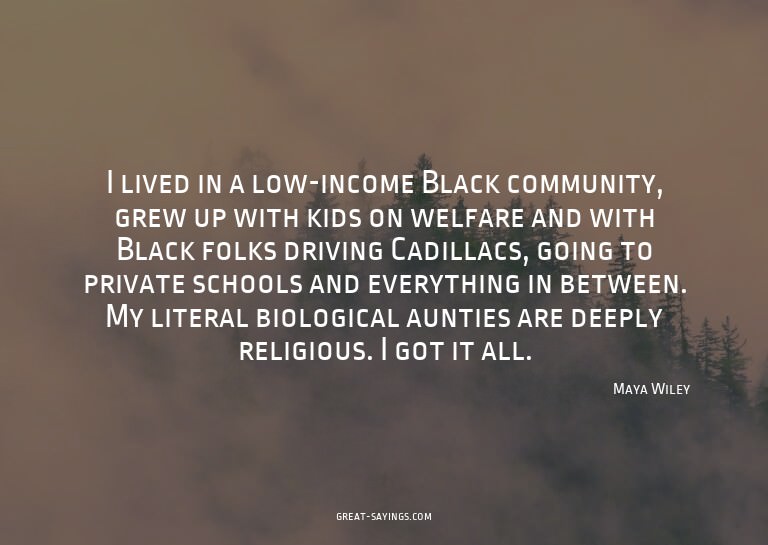 I lived in a low-income Black community, grew up with k