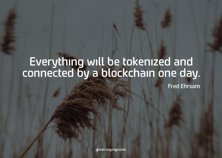 Everything will be tokenized and connected by a blockch