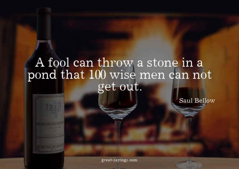 A fool can throw a stone in a pond that 100 wise men ca