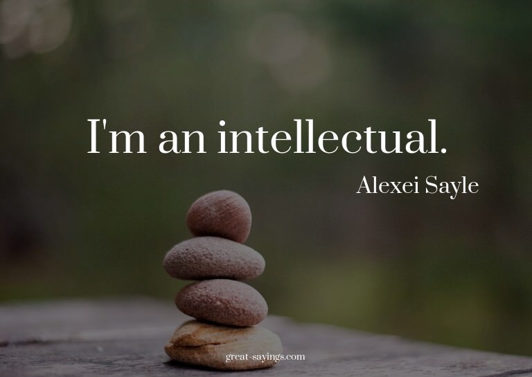 I'm an intellectual.


