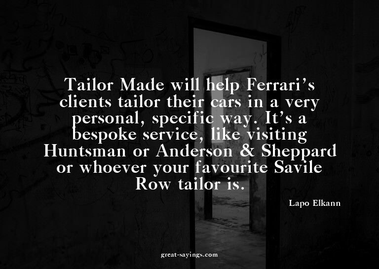 Tailor Made will help Ferrari's clients tailor their ca