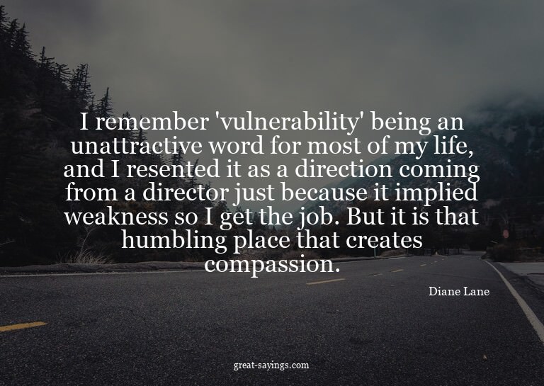 I remember 'vulnerability' being an unattractive word f