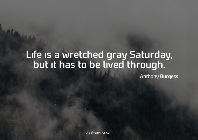 Life is a wretched gray Saturday, but it has to be live