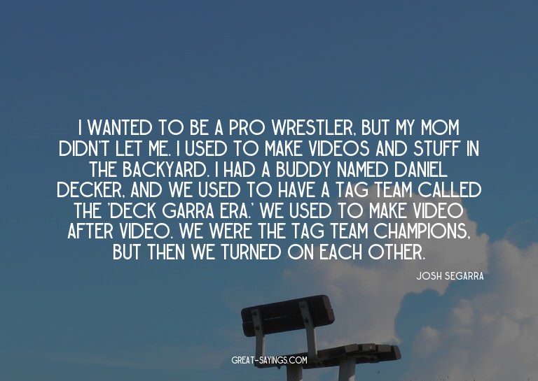 I wanted to be a pro wrestler, but my mom didn't let me
