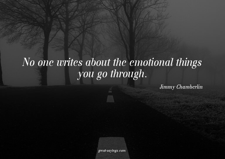No one writes about the emotional things you go through