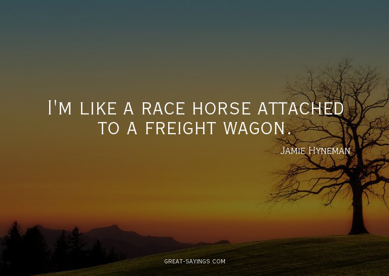 I'm like a race horse attached to a freight wagon.

