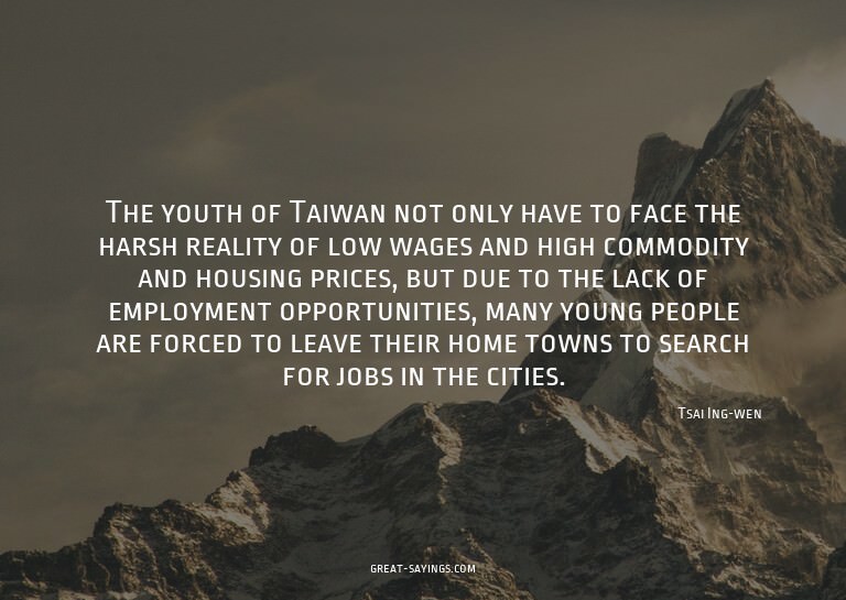 The youth of Taiwan not only have to face the harsh rea