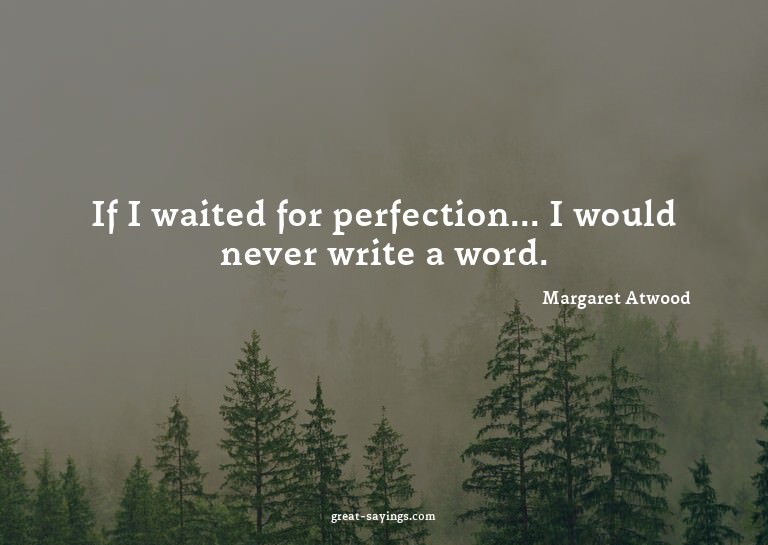 If I waited for perfection... I would never write a wor