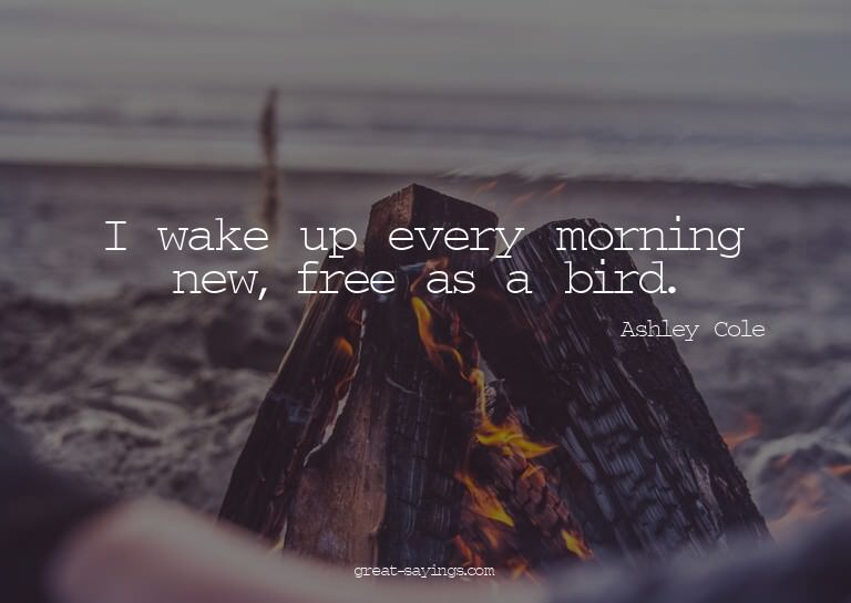 I wake up every morning new, free as a bird.

