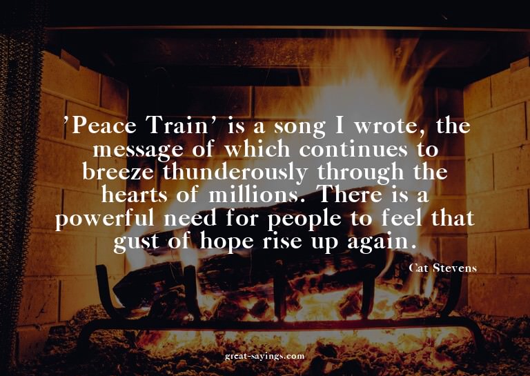 'Peace Train' is a song I wrote, the message of which c
